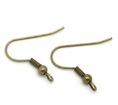 Antique Bronze Plated Ear Hooks 21x20mm, pack of 25 pairs