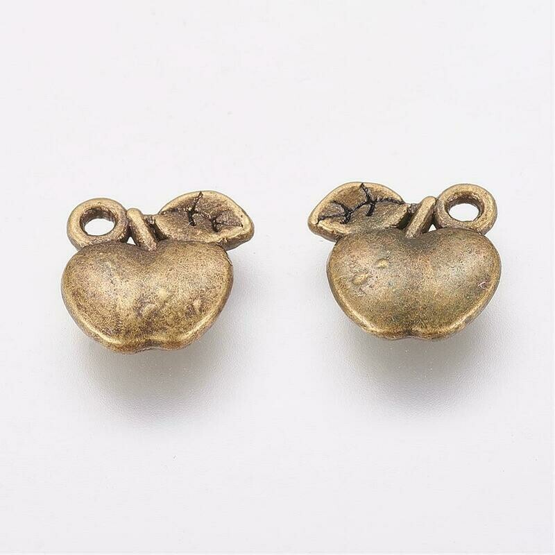 Antique Bronze Plated Apple Charm, 11x11mm