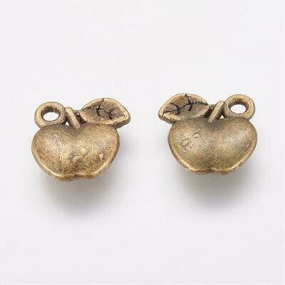 Antique Bronze Plated Apple Charm, 11x11mm Antique Bronze Plated Apple Charm, 11x11mm
