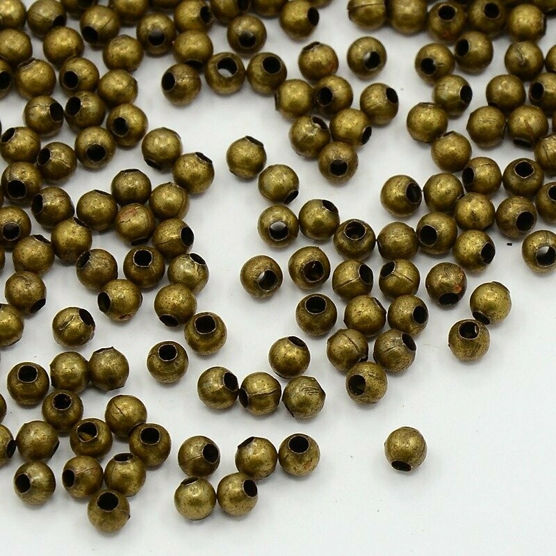 100 x 3mm Antique Bronze Plated Beads