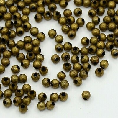 100 x 3mm Antique Bronze Plated Beads