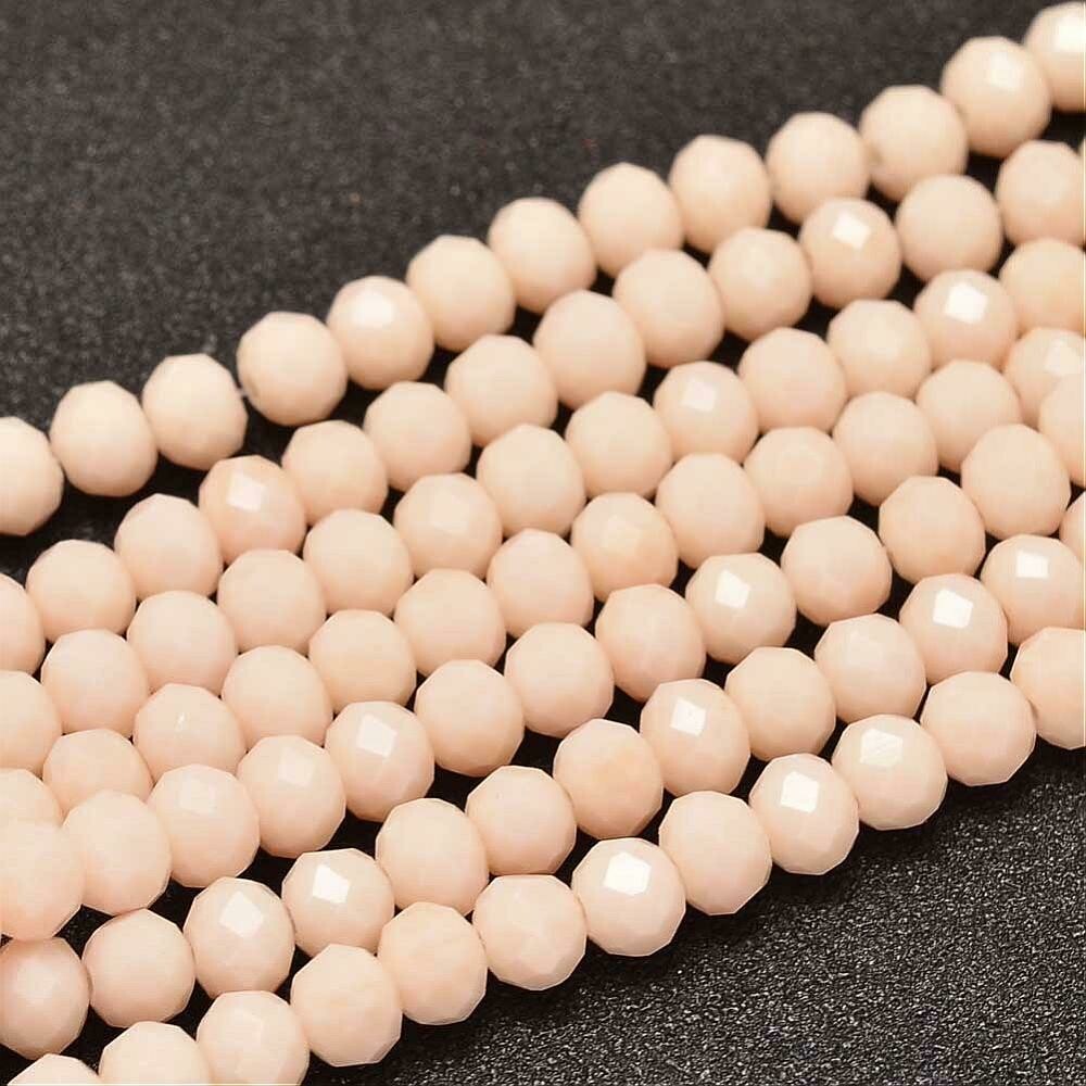 50 x 6x4mm Pale Peach Puff Opaque Faceted Crystal Rondelles 50 x 6x4mm Pale Peach Puff Opaque Faceted Crystal Rondelles