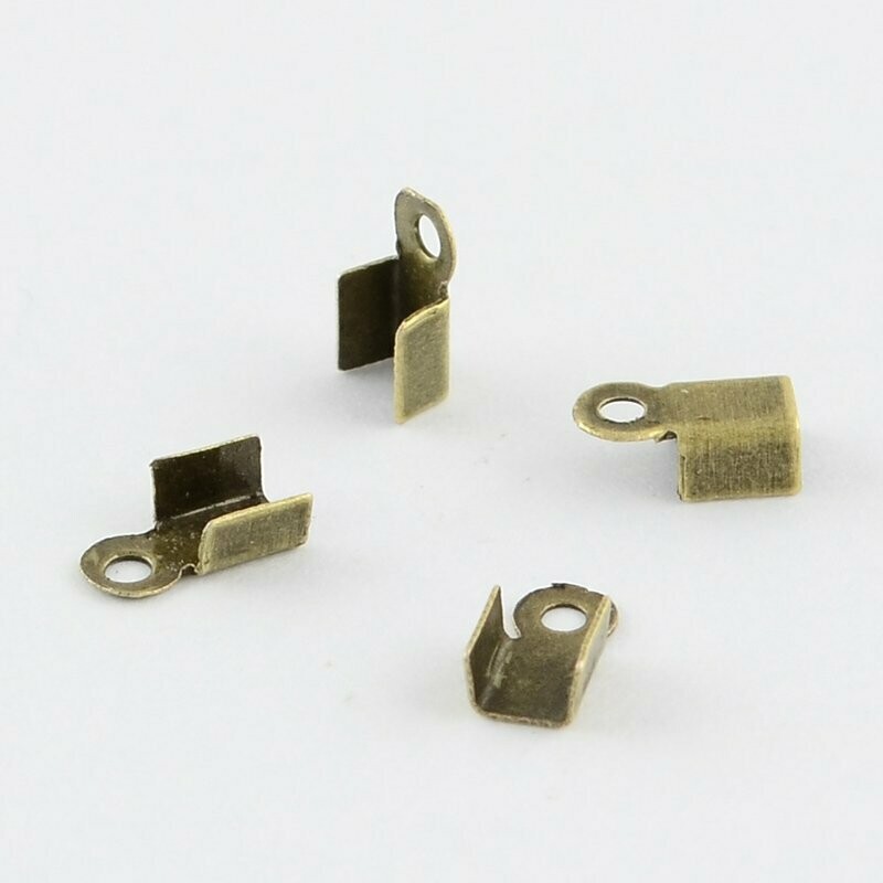 50 x Antique Bronze Plated Cord Ends / Crimp Ends