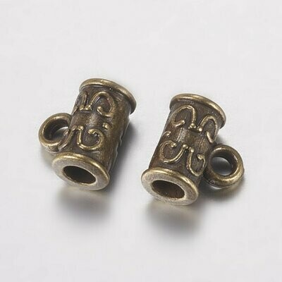 10 x Tibetan Style Antique Bronze Plated Hanger Bail Tubes, 11x9x6mm