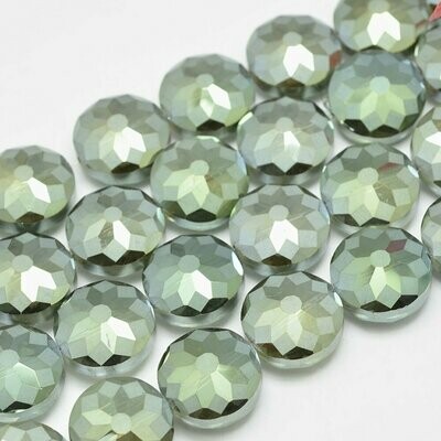 10 x Electroplated Glass Coins, Sea Green, 18mm 10 x Electroplated Glass Coins, Sea Green, 18mm