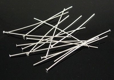 50 x Silver Plated Head Pins 50mm x 0.7mm