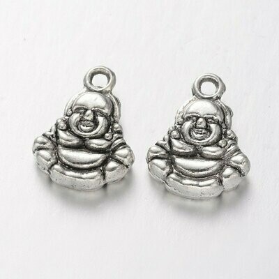 Antique Silver Buddha Charms, 11x14mm