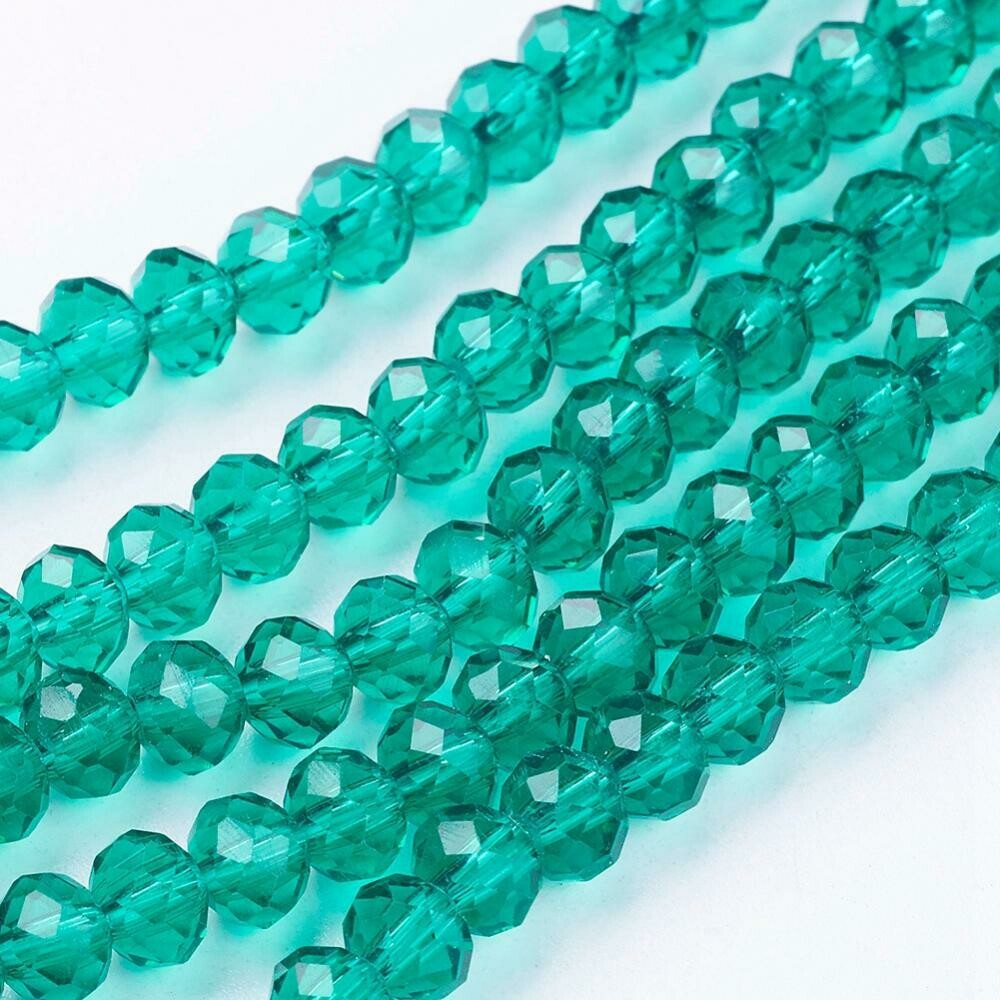 50 x 6x4mm Sea Green Faceted Crystal Rondelles 50 x 6x4mm Sea Green Faceted Crystal Rondelles