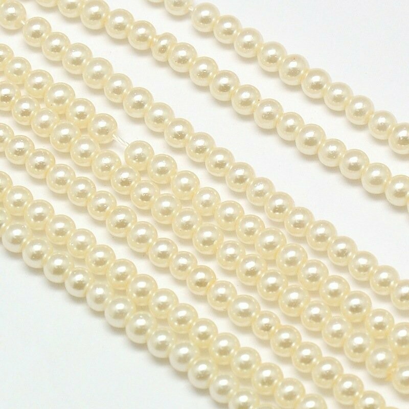 4mm Glass Pearls in Ivory 4mm Glass Pearls in Ivory
