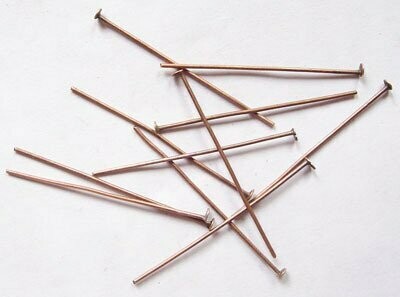 50 x Copper Plated Head Pins 40mm x 0.7mm
