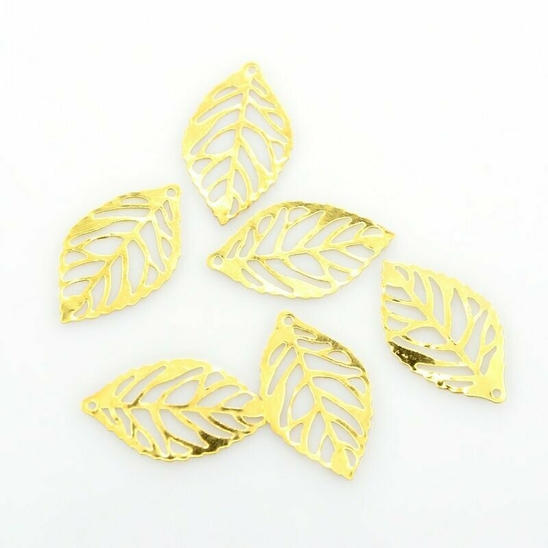 Gold Plated Leaf Charm, 23x14mm Gold Plated Leaf Charm, 23x14mm