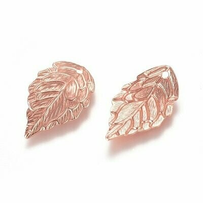 Rose Gold Plated Leaf Charm, 18x10mm Rose Gold Plated Leaf Charm, 18x10mm