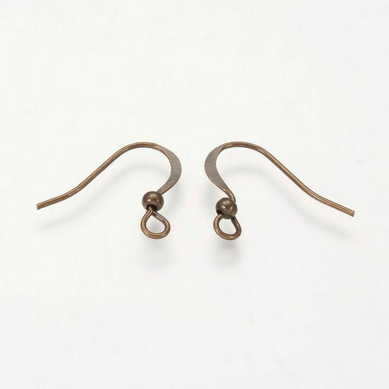 Antique Bronze Plated French Ear Hooks 15mm, 25 pairs