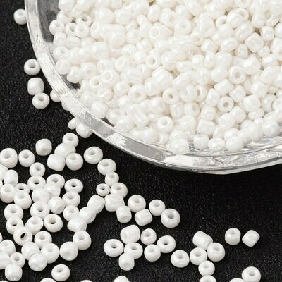 Seed Beads in Opaque White, Size 8, 3mm Seed Beads in Opaque White, Size 8, 3mm