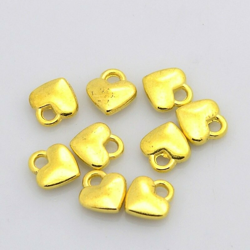 Gold Plated Heart Charm, 8x8mm Gold Plated Heart Charm, 8x8mm