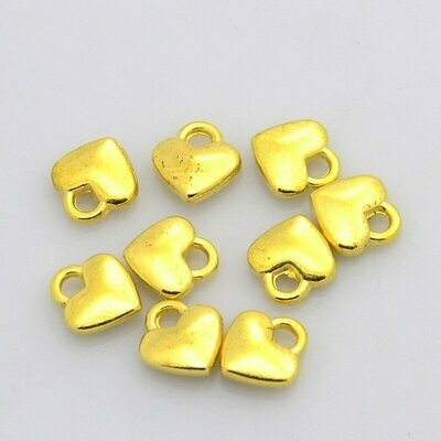 Gold Plated Heart Charm, 8x8mm Gold Plated Heart Charm, 8x8mm
