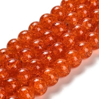 25 x 10mm Crackle Glass in Burnt Orange