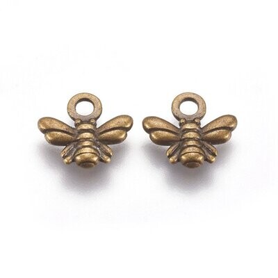 Antique Bronze Plated Bee Charm, 10x12mm