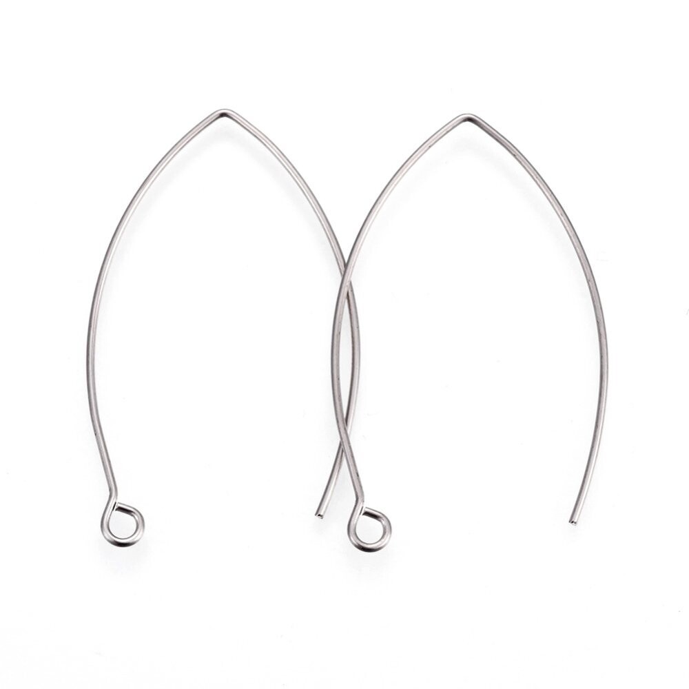 10 x Stainless Steel Ear Wires, 40x24mm 10 x Stainless Steel Ear Wires, 40x24mm