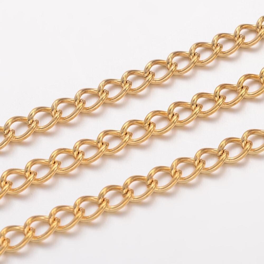 Stainless Steel Gold Curb Chain 5 x 3.5mm, 1 Metre