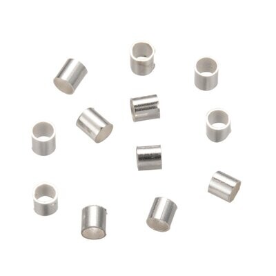 100 x Silver Plated Crimp Tubes, 2x2mm 100 x Silver Plated Crimp Tubes, 2x2mm