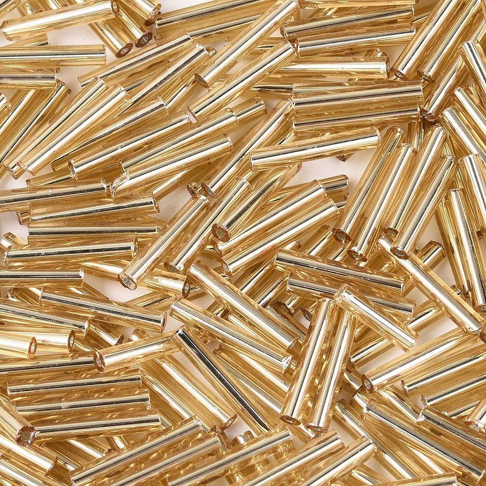 Metallic Gold Glass Bugle Beads, 15mm