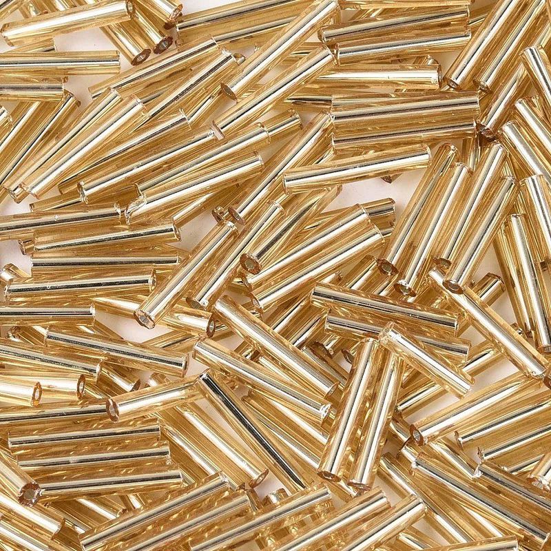 Metallic Gold Glass Bugle Beads, 15mm