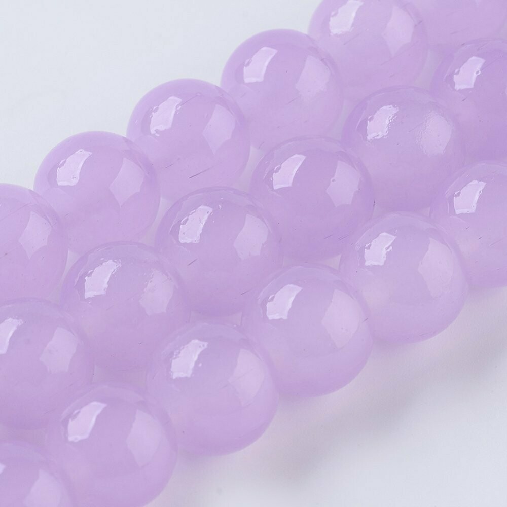 Glass Beads, Imitation Jade in Lilac, 6mm, 1 Strand Glass Beads, Imitation Jade in Lilac, 6mm, 1 Strand