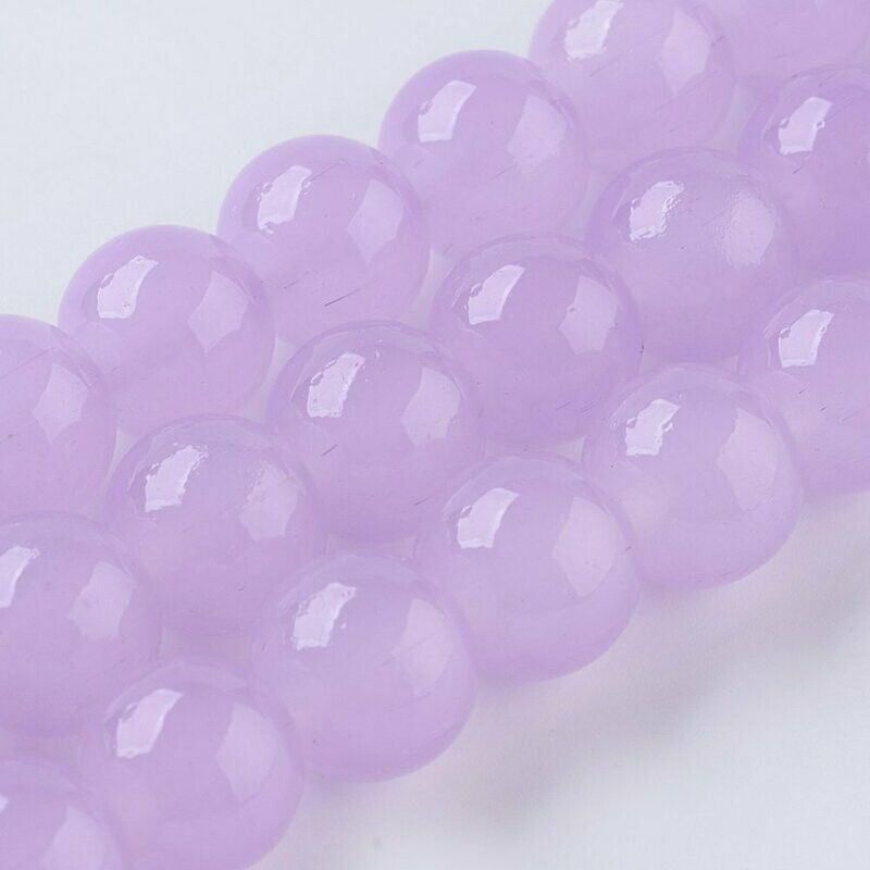Glass Beads, Imitation Jade in Lilac, 6mm, 1 Strand