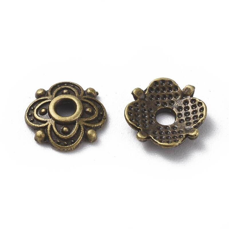 50 x Antique Bronze Plated Bead Caps, 8mm