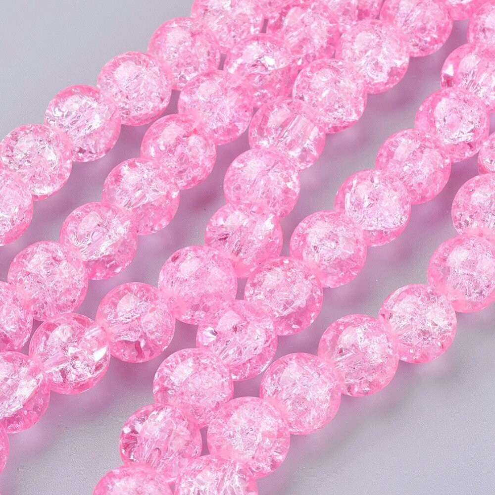 25 x 10mm Crackle Glass in Baby Pink 25 x 10mm Crackle Glass in Baby Pink