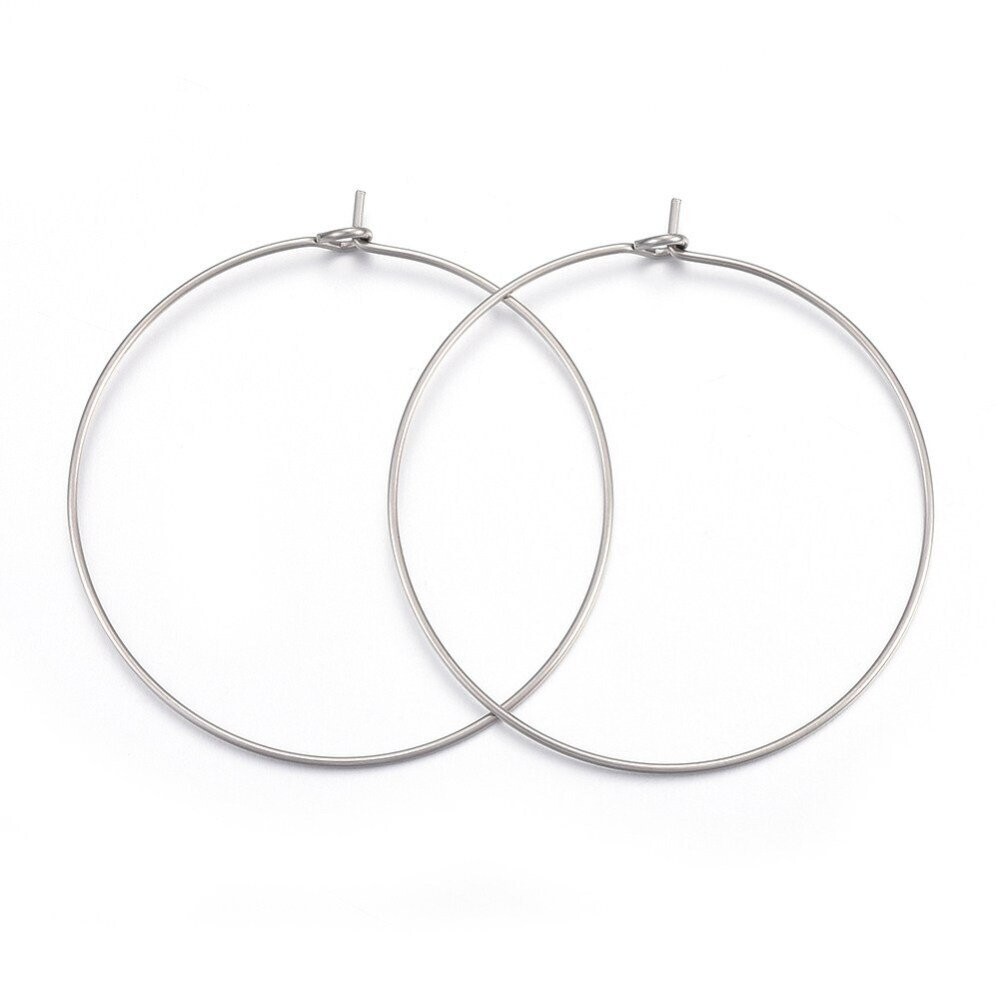 10 x Stainless Steel Wine Glass Charm Hoops, Stainless Steel Colour, 20mm
