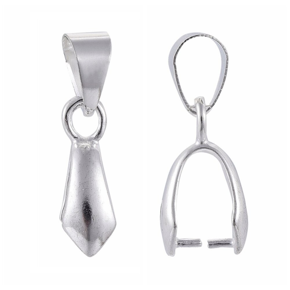 10 x Silver Plated Pinch Clip Bail, 20mm 10 x Silver Plated Pinch Clip Bail, 20mm