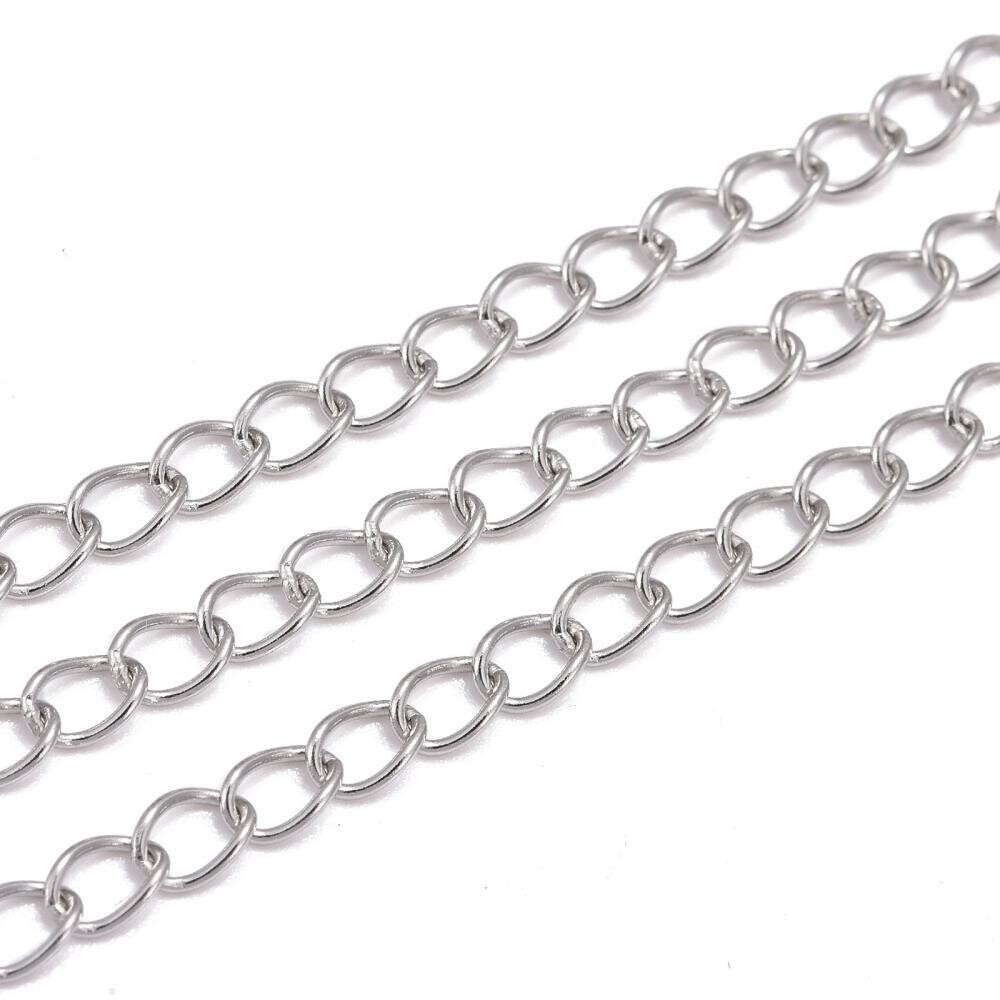 Stainless Steel Curb Chain 5 x 3.5 x 0.6mm, 1 Metre Stainless Steel Curb Chain 5 x 3.5 x 0.6mm, 1 Metre