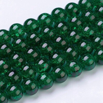 25 x 10mm Crackle Glass in Forest Green 25 x 10mm Crackle Glass in Forest Green