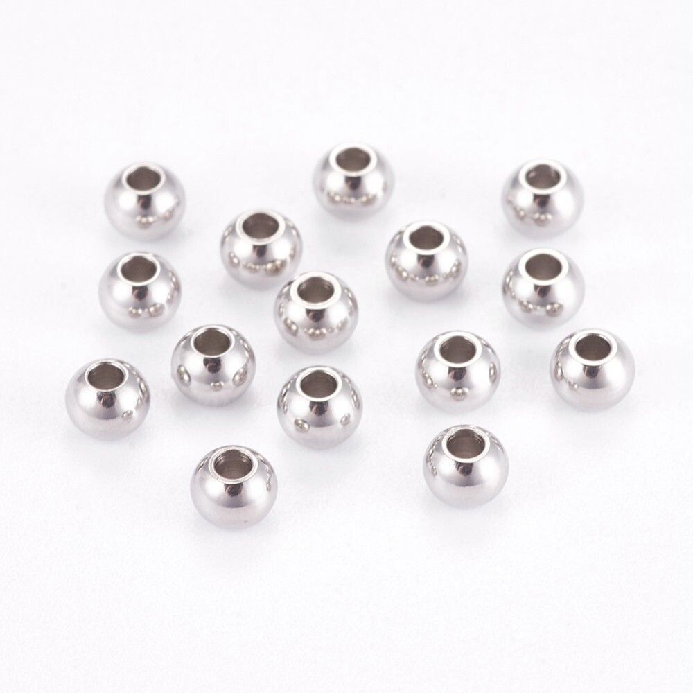50 x Stainless Steel Beads, 4mm