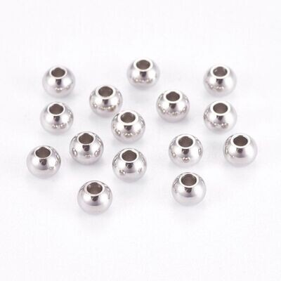 50 x Stainless Steel Beads, 4mm
