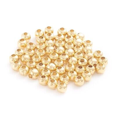 100 x Stainless Steel Beads in Gold, 3mm, 100 x Stainless Steel Beads in Gold, 3mm,
