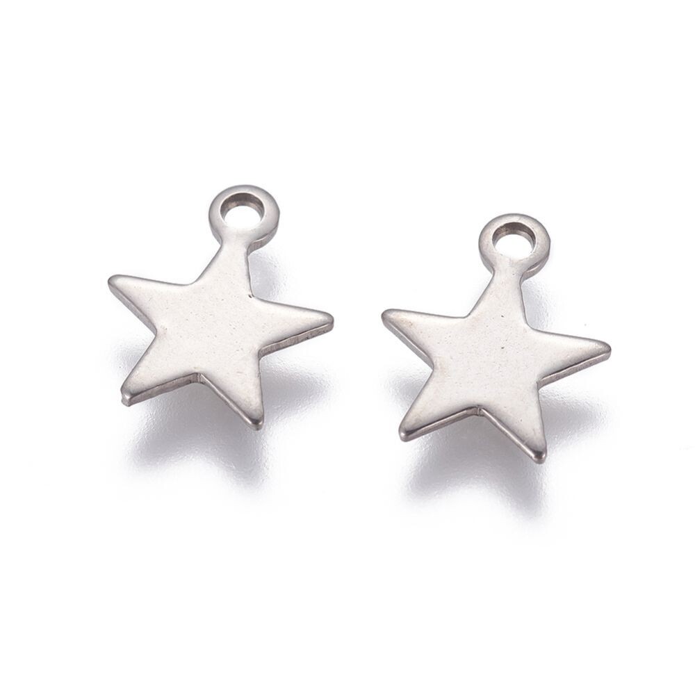 Stainless Steel Star Charm, 10x8mm Stainless Steel Star Charm, 10x8mm