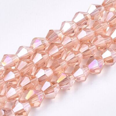8mm AB Plated Bicone Crystals in Pink 8mm AB Plated Bicone Crystals in Pink