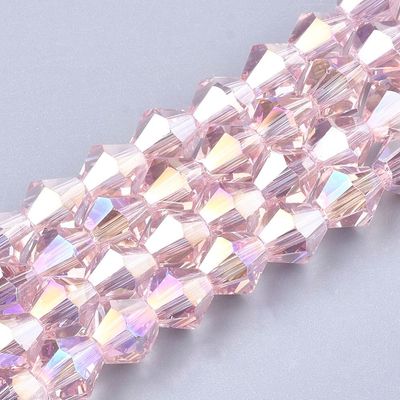 8mm AB Plated Bicone Crystals in Pink 8mm AB Plated Bicone Crystals in Pink