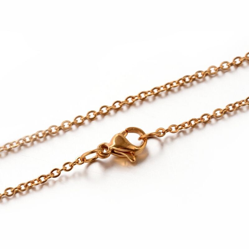 Gold Vacuum Plated Stainless Steel Finished Cable Chain, 17.5 Gold Vacuum Plated Stainless Steel Finished Cable Chain, 17.5"