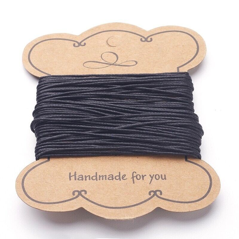 10m Waxed Cord, Black, 1mm