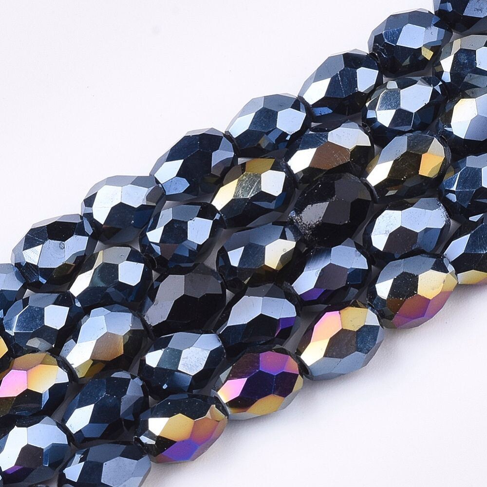 Electroplated Glass Teardrop Beads in Black, 8x6mm Electroplated Glass Teardrop Beads in Black, 8x6mm