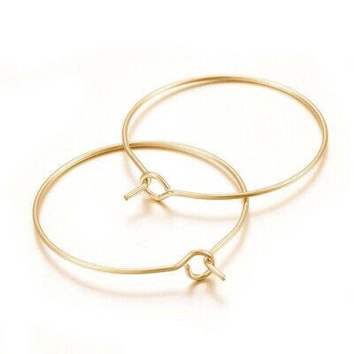 10 x Stainless Steel Gold Wine Glass Charm Hoops, 30mm 10 x Stainless Steel Gold Wine Glass Charm Hoops, 30mm
