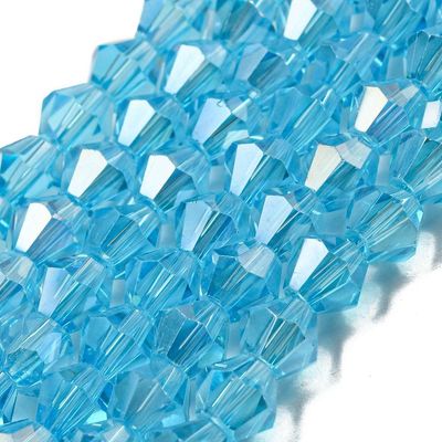 6mm AB Plated, Faceted Bicone Crystals in Turquoise 6mm AB Plated, Faceted Bicone Crystals in Turquoise