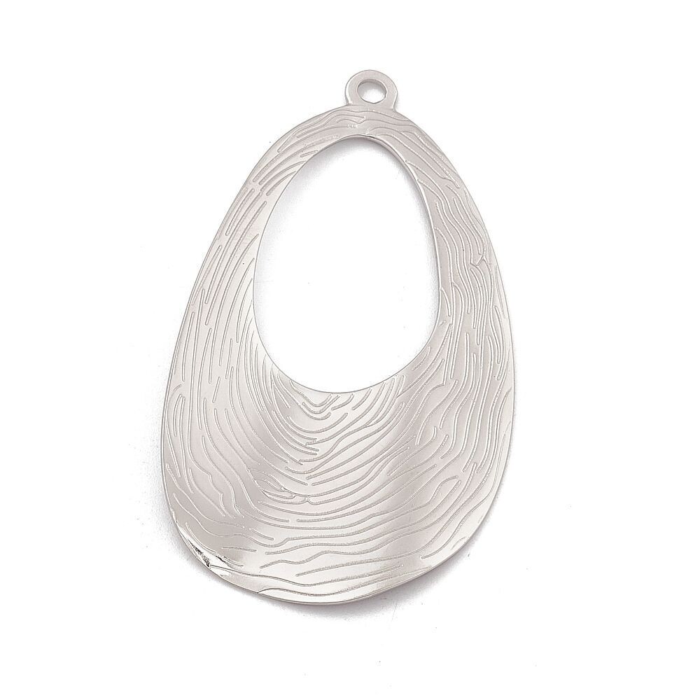 Stainless Steel Teardrop Pendant, 61x34x1mm