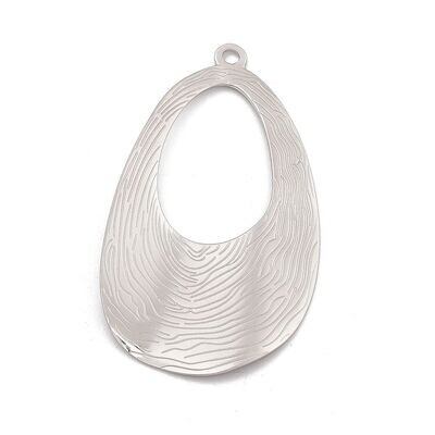 Stainless Steel Teardrop Pendant, 61x34x1mm