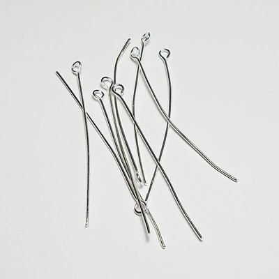 50 x Silver Plated Eye Pins 50mm x 0.7mm