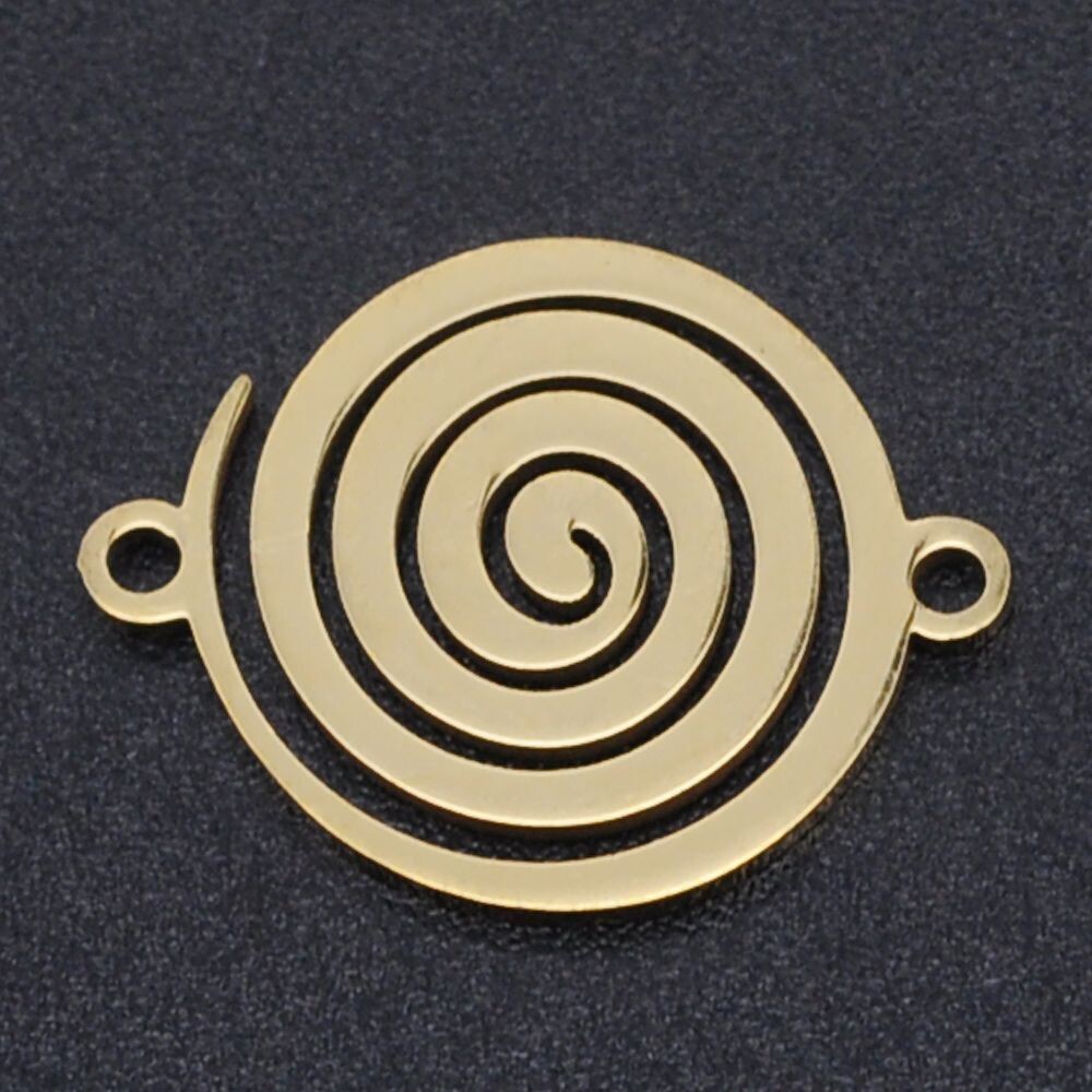 Stainless Steel Gold Spiral Link Connector, 14x18x1mm, Hole 1.4mm Stainless Steel Gold Spiral Link Connector, 14x18x1mm, Hole 1.4mm